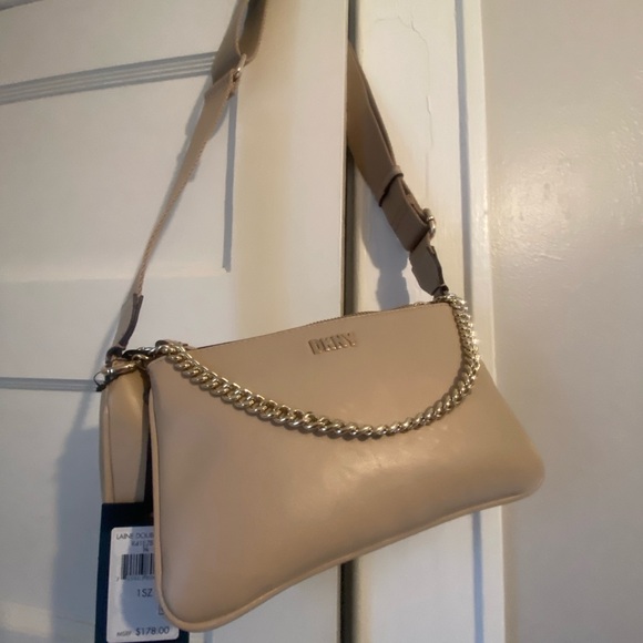 2 DKNY Bags LAINE Demi Nude Crossbody Bag And Wristlet Designer Set Duo NEW $178 - Picture 2 of 12